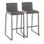 Gray and Walnut Wood Industrial Bar Stools with Black Metal Legs, Set of 2