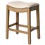 Natural Wood Backless Saddle Counter Stool with Cream Upholstery