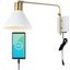 Modern Farmhouse 20.5" White and Brass Gold Iron LED Swing Arm Sconce