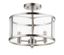 Satin Nickel Drum Semi-Flush Mount with Clear Glass Shade
