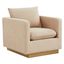 Beige Velvet Accent Chair with Gold Base