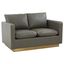 Gray Faux Leather Track Arm Loveseat with Removable Cushions