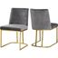 Luxe Gray Velvet Upholstered Side Chair with Gold Metal Frame