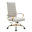 Tan High-Back Swivel Leather Office Chair with Gold Metal Frame