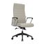 Tan Leather High-Back Swivel Modern Office Chair with Metal Base