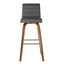 Vienna 26" Contemporary Swivel Barstool with Gray Faux Leather and Walnut Wood