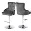 Svelte Grey Velvet and Chrome Adjustable Swivel Stool