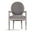 Gray Linen and Wood Louis XVI Medallion Armchair