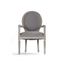 Gray Linen and Wood Louis XVI Medallion Armchair