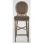 Limed Grey Oak and Birch Wood Medallion Bar Stool in Grey Linen