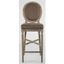 Limed Grey Oak and Birch Wood Medallion Bar Stool in Grey Linen