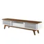 Walnut White 70" Mid-Century Modern TV Stand with Cabinet