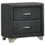 Gray Velvet 2-Drawer Nightstand with Chrome Legs