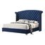 Regal Pacific Blue Velvet King Bed with Nailhead Trim and Tufted Headboard