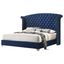 Pacific Blue Velvet Queen Wingback Upholstered Bed with Nailhead Trim