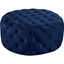 Addison Round Navy Velvet Tufted Ottoman Footstool