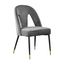 Elegant Grey Velvet Upholstered Side Chair with Metal Accents