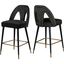 Akoya Black Velvet Counter Stool with Gold Nailheads