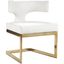 Alexandra White Faux Leather Dining Chair with Gold Metal Base