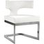 Sumptuous White Faux Leather Dining Chair with Chrome Base