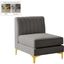 Alina 33.5" Grey Velvet and Metal Modular Armless Chair