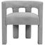 Minimalist Grey Boucle Fabric Upholstered Arm Chair