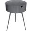 Bali Gray Metal Round Nightstand with Drawer