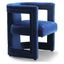 Contemporary Navy Velvet Barrel Accent Chair with Wood Frame