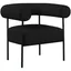 Contemporary Matte Black Metal & Boucle Fabric Accent Chair