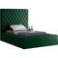 Bliss Green Velvet Twin Bed with Tufted Headboard