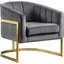 Carter Modern Grey Velvet Accent Chair with Gold Stainless Base