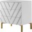 Collette 24" White Lacquer Gold-Base Chevron Accent Table