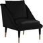 Svelte Elegante 30.5" Black Velvet Accent Chair with Gold-Capped Legs