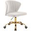 Finley Cream Velvet Swivel Office Chair with Gold Base