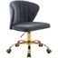 Luxurious Dark Gray Velvet Swivel Office Chair with Gold Base