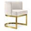 Beige Velvet Barrel Dining Chair with Gold Metal Base