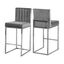 Giselle Gray Velvet and Chrome Counter Stool