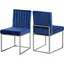 Elegant Navy Velvet Upholstered Side Chair with Chrome Base