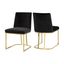 Elegant Black Velvet Upholstered Side Chair with Polished Gold Frame