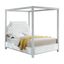 King White Velvet Upholstered Platform Bed with Tufted Headboard