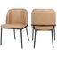 Soft Tan Vegan Leather and Matte Black Metal Dining Chair