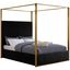 Jones Black Velvet King Canopy Bed with Brass Frame