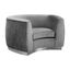 Elegant Gray Velvet Barrel Accent Chair with Wood Frame