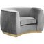 Julian Gray Velvet and Gold Metal Accent Chair