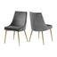 Elegant Dark Gray Velvet Upholstered Side Chair with Gold Accents