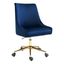 Karina Adjustable Swivel Navy Velvet & Gold Office Chair