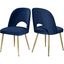 Elegant Navy Velvet Upholstered Dining Chair with Gold Ball Legs