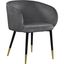 Elegant Grey Velvet Upholstered Dining Chair with Gold-Tipped Metal Legs