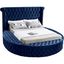 Luxus Navy Velvet Queen Bed with Tufted Upholstered Headboard