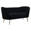 Elegant Black Velvet Tufted Loveseat with Gold Metal Legs